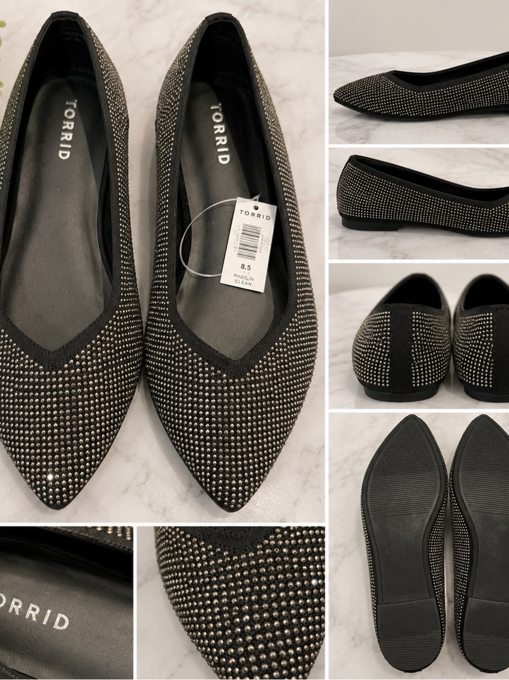 torrid Black and silver Pointed Toe Embellished Flats